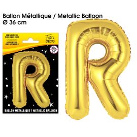 Ballon metallique or lettre r , décoration fetes pas cher et livraison 24h rapide chez Badaboum