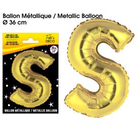 Ballon metallique or lettre s , décoration fetes pas cher et livraison 24h rapide chez Badaboum