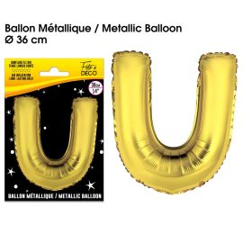 Ballon metallique or lettre u , décoration fetes pas cher et livraison 24h rapide chez Badaboum