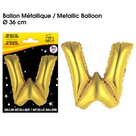 Ballon metallique or lettre w , décoration fetes pas cher et livraison 24h rapide chez Badaboum