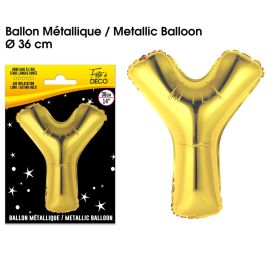 Ballon metallique or lettre y , décoration fetes pas cher et livraison 24h rapide chez Badaboum