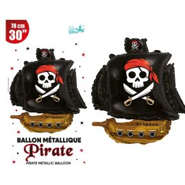 Ballon métallique géant pirate, 78cm, idéal pour décoration de fête d'anniversaire à thème, en vente sur Badaboum.fr