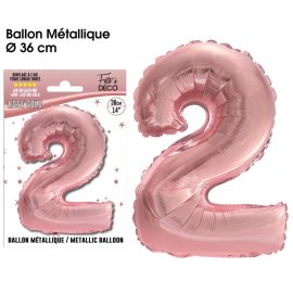 Ballon metallique rose gold chiffre 2 , décoration fetes pas cher et livraison 24h rapide chez Badaboum