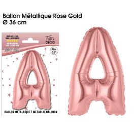 Ballon en forme de lettre 'A' en rose gold métallique en aluminium, 36 cm, pour anniversaire et décoration personnalisée