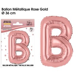 Ballon metallique rose gold lettre b , décoration fetes pas cher et livraison 24h rapide chez Badaboum