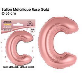 Ballon metallique rose gold lettre c , décoration fetes pas cher et livraison 24h rapide chez Badaboum