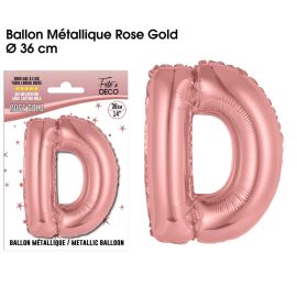 Ballon metallique rose gold lettre d , décoration fetes pas cher et livraison 24h rapide chez Badaboum