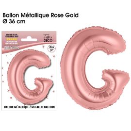 Ballon metallique rose gold lettre g , décoration fetes pas cher et livraison 24h rapide chez Badaboum