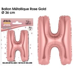 Ballon metallique rose gold lettre h , décoration fetes pas cher et livraison 24h rapide chez Badaboum