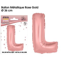 Ballon metallique rose gold lettre l , décoration fetes pas cher et livraison 24h rapide chez Badaboum