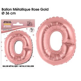 Ballon metallique rose gold lettre o , décoration fetes pas cher et livraison 24h rapide chez Badaboum