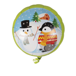 ballon gonflable aluminium bonhomme de neige et pingouin 32cm