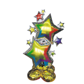 ballon mylar étoile avec socle multicolore 80cm