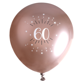 6 Ballons Anniversaire 60 ans Rose Gold 