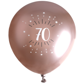6 Ballons Anniversaire 70 ans Rose Gold 