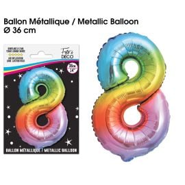 Ballon métallique multicolore chiffre 8 , décoration fetes pas cher et livraison 24h rapide chez Badaboum