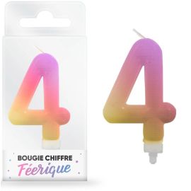 Bougie feerique chiffre 4 , décoration fetes pas cher et livraison 24h rapide chez Badaboum