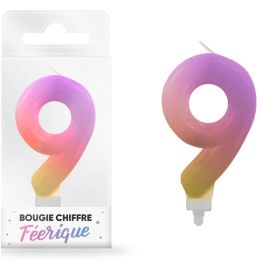 Bougie feerique chiffre 9 , décoration fetes pas cher et livraison 24h rapide chez Badaboum