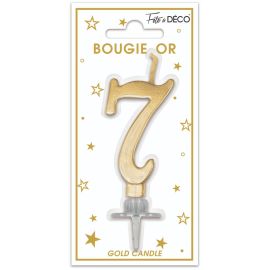 Bougie metallique or chiffre 7 , décoration fetes pas cher et livraison 24h rapide chez Badaboum