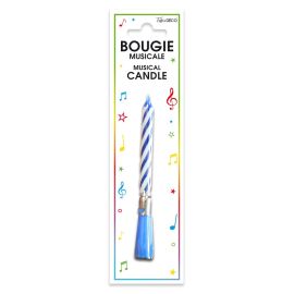 Bougie anniversaire musicale bleue  décoration fetes pas cher et livraison 24h rapide chez Badaboum