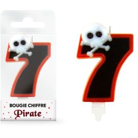 Bougie chiffre 7 pour anniversaire à thème Pirate, 8cm, décoration gâteau parfait pour les fans de pirates, sur Badaboum.fr