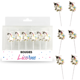 Bougie Anniversaire Licorne x6 Pièces