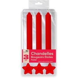 Bougies chandelles x 3 supports etoile rouge , décoration fetes pas cher et livraison 24h rapide chez Badaboum