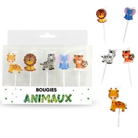 Bougies d'anniversaire sur pics motif animaux de la jungle 2.5 cm, idéal pour fêtes et célébrations d'enfants - Badaboum.fr