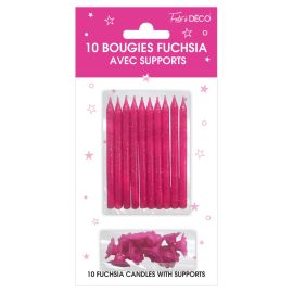 Bougies supports pailletees fuchsia , décoration fetes pas cher et livraison 24h rapide chez Badaboum