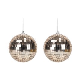 Lot de 2 boules disco rose gold Ø10cm, parfaites pour une décoration rétro.