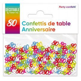 Confettis de table papier multicolore 80 ans , décoration fetes pas cher et livraison 24h rapide chez Badaboum