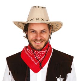 Chapeau style nubuck cowboy - beige face - adulte
