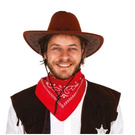 Chapeau style nubuck cowboy - marron foncé face - adulte