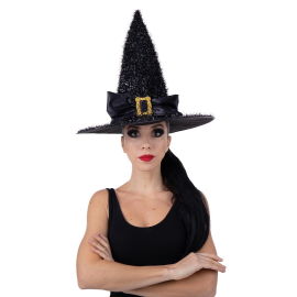 accessoire pas cher chapeau de sorcière noir brillant