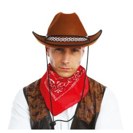 Chapeau feutre cowboy - marron face - adulte