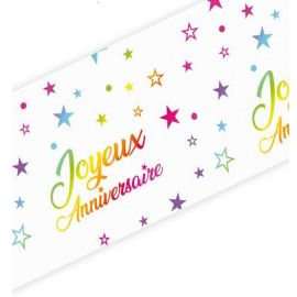 Chemin de table joyeux anniversaire multicolore , décoration fetes pas cher et livraison 24h rapide chez Badaboum