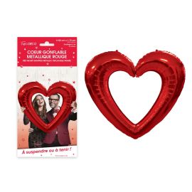 Coeur gonflable metallique rouge , décoration fetes pas cher et livraison 24h rapide chez Badaboum