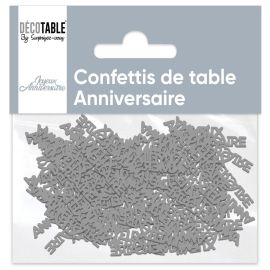 Confettis anniversaire papier gris , décoration fetes pas cher et livraison 24h rapide chez Badaboum