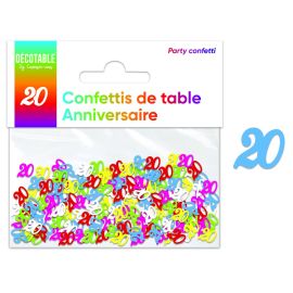 Confettis de table papier multicolore 20 ans , décoration fetes pas cher et livraison 24h rapide chez Badaboum