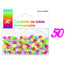 Confettis de table papier multicolore 50 ans , décoration fetes pas cher et livraison 24h rapide chez Badaboum