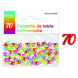 Confettis de table papier multicolore 70 ans , décoration fetes pas cher et livraison 24h rapide chez Badaboum