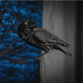 Corbeau Noir en Résine sur Support 44 cm