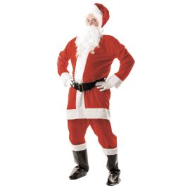 Devenez le Père Noël avec ce costume Luxe complet, comprenant une veste, un pantalon, une ceinture, des surbottes et un bonnet. Un déguisement de qualité à prix abordable pour célébrer Noël avec style.