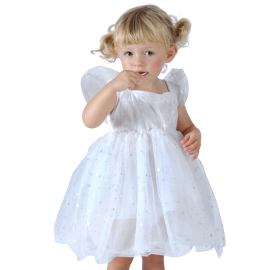 Enfant en robe de princesse étoile blanche avec des étoiles scintillantes, taille 5/6 ans, sur Badaboum.fr