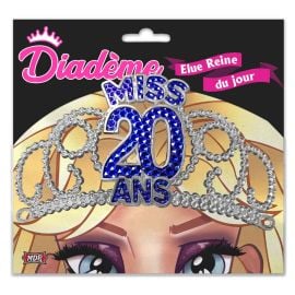 Diademe miss 20 ans bleu , décoration fetes pas cher et livraison 24h rapide chez Badaboum