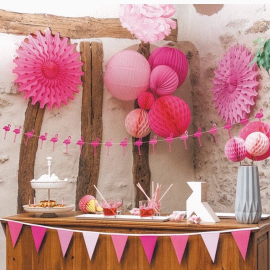 guirlande - fanions - rose pastel - 3m ambiance