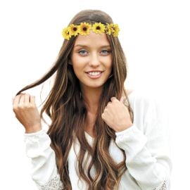 Headband Hippie Tressé avec Mini Tournesols - Accessoire Bohème | Badaboum.fr