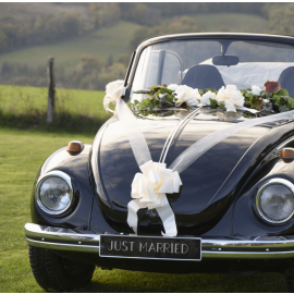 30pcs nœud de voiture de mariage, décoration de nœud blanc, décoration de  voiture de mariage, W 