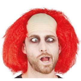 perruque clown dégarni rouge face