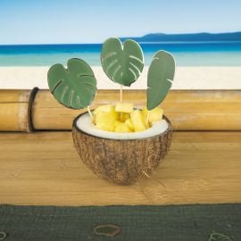 Pics à cocktail motifs Feuilles Tropicales avec finitions dorées - Badaboum.fr